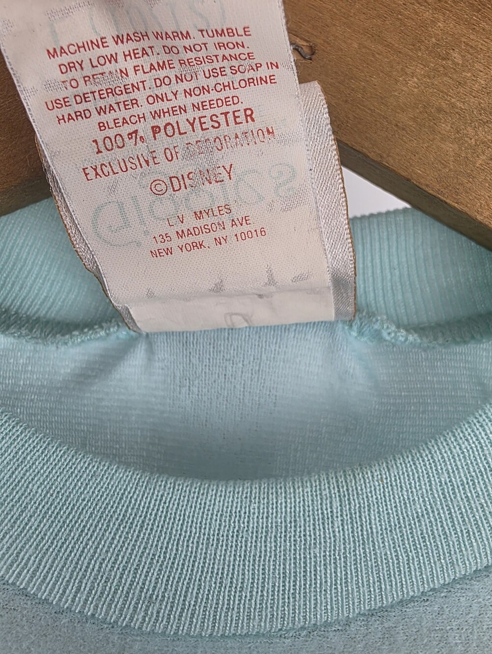 Disney Pocahontas Vintage 90's Kids Light Blue Long Sleeve Sleepwear Nightgown L - Picture 5 of 11